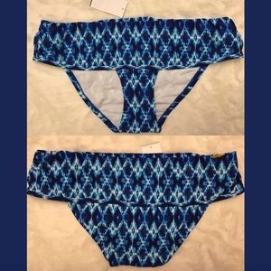 NWT $64 Jessica Simpson Foldover Bikini Bottom Blue‎ Navy [ SZ Large ]